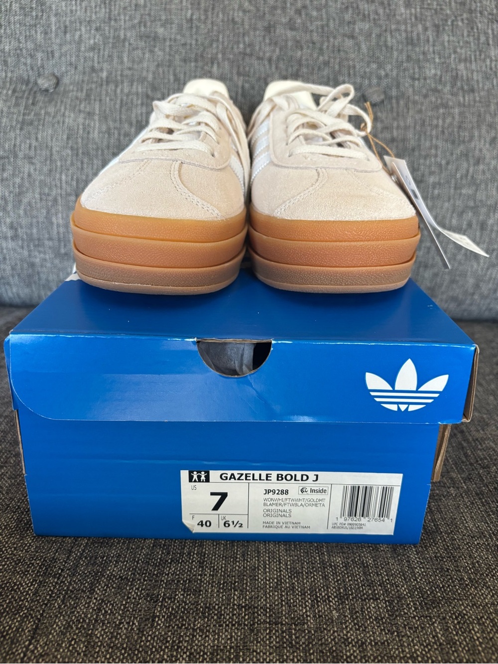 adidas Gazelle Platform Sneakers - Beige & Gumsole - Picture 3 of 5